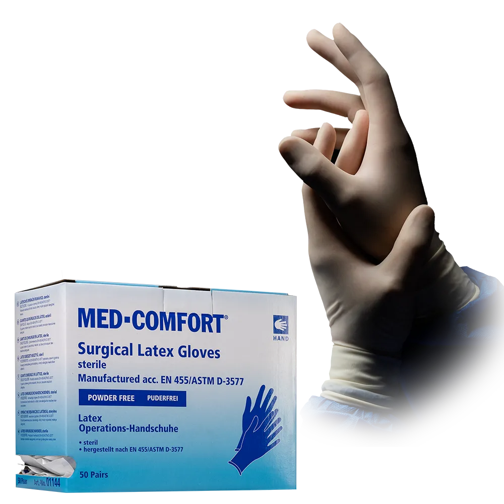 OP-Handschuhe, Latex Einmalhandschuhe, puderfrei, weiß, Gr. 8,0, Med-Comfort: sterile OP Einmalhandschuhe aus Latex kaufen.