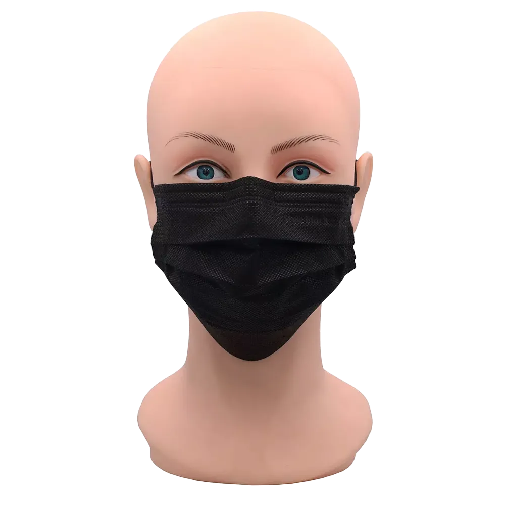 OP Maske, schwarz, black, Typ IIR, Style by Med-Comfort: 4-lg. Vlies Mund Nase Schutz als Einwegmaske kaufen.