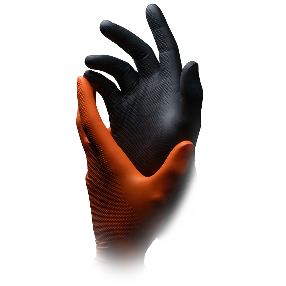 High Grip Einmalhandschuh aus Nitril, Größe L, orange, SolidSafety: extra griffigen und chemikalienbeständigen Arbeitsschutzhandschuh aus Nitril und für den Lebensmittelbereich geeignet als PSA kaufen.