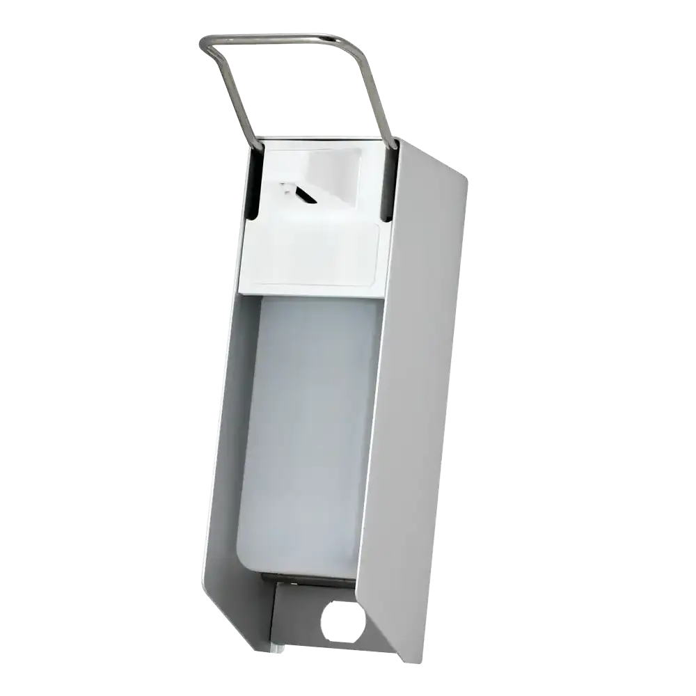 Wandspender für 500 ml Desinfektionsmittel und Flüssigseifen, 270 x 81 x 160 mm, kurzer Hebel: Aluminium Spender für Flüssigkeiten, inklusive leerer Flasche als Zubehör kaufen.