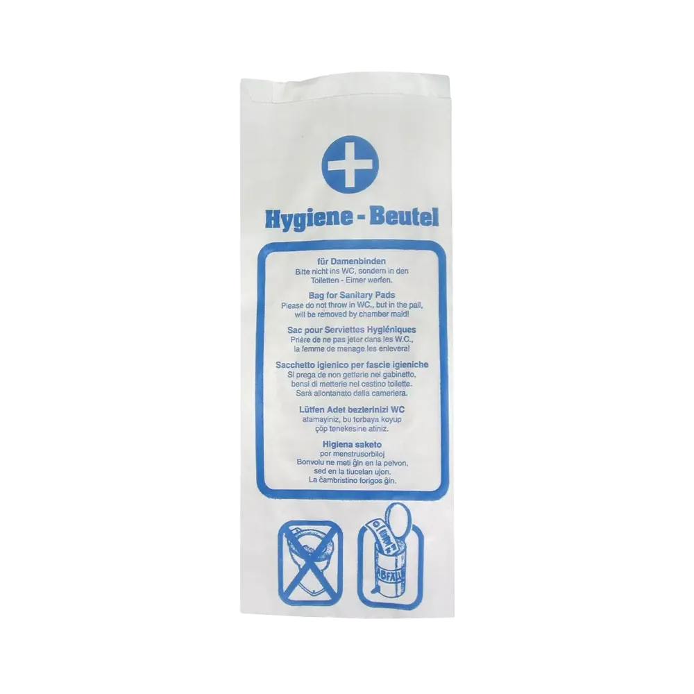 Hygienebeutel, weiß, 12 x 5 x 29 cm: Hygienebeutel aus Zellulose zur Entsorgung von Monatshygiene für den Stations- und Patientenbedarf kaufen.