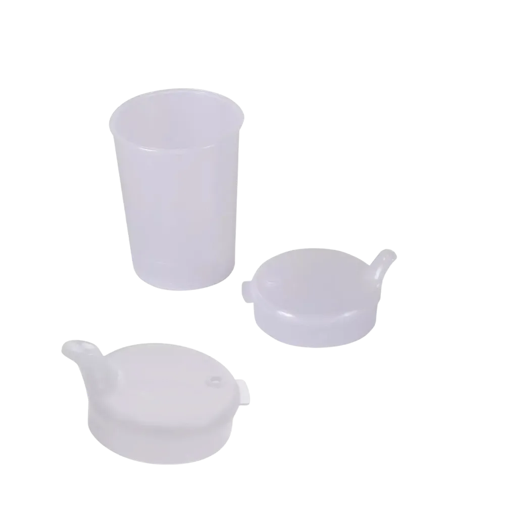 PP Schnabelbecher Oberteil und Unterteil SET, transparent, milchig, 50 x 250 ml: Polypropylen Oberteil und Unterteil SET für 50 Schnabeltassen als Patientenbedarf kaufen.